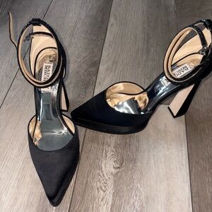 Badgley Mischka Black Satin Heels